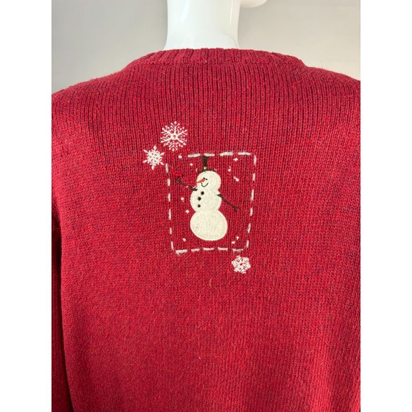 Croft and Barrow Snowman Ugly Christmas Sweater Medium Red Snowman Acrylic Blend - Picture 3 of 16